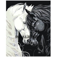 Maalid numbrite järgi "Black and white horses" A5II-AF1394