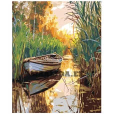 Maalid numbrite järgi "Boat on the river" A5II-AN26