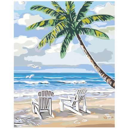 Maalid numbrite järgi "Palm by the sea" A5II-GX28242