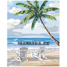 Maalid numbrite järgi "Palm by the sea" A5II-GX28242